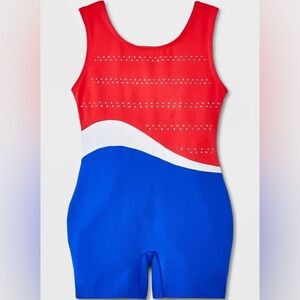 Cat & Jack size M 8 Red, White & Blue Girls' Dance Leotard Shorts Costume